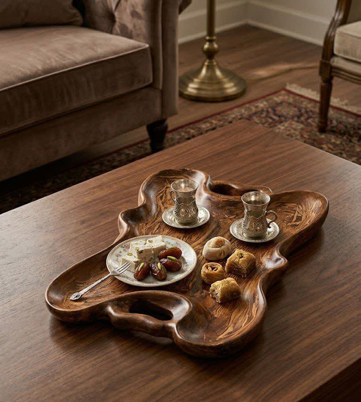 سینی طرح ارگانیک دسته دار
